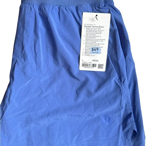 lululemon athletica Men’s Vented Tennis shorts 6” Size L - Picture 4 of 4